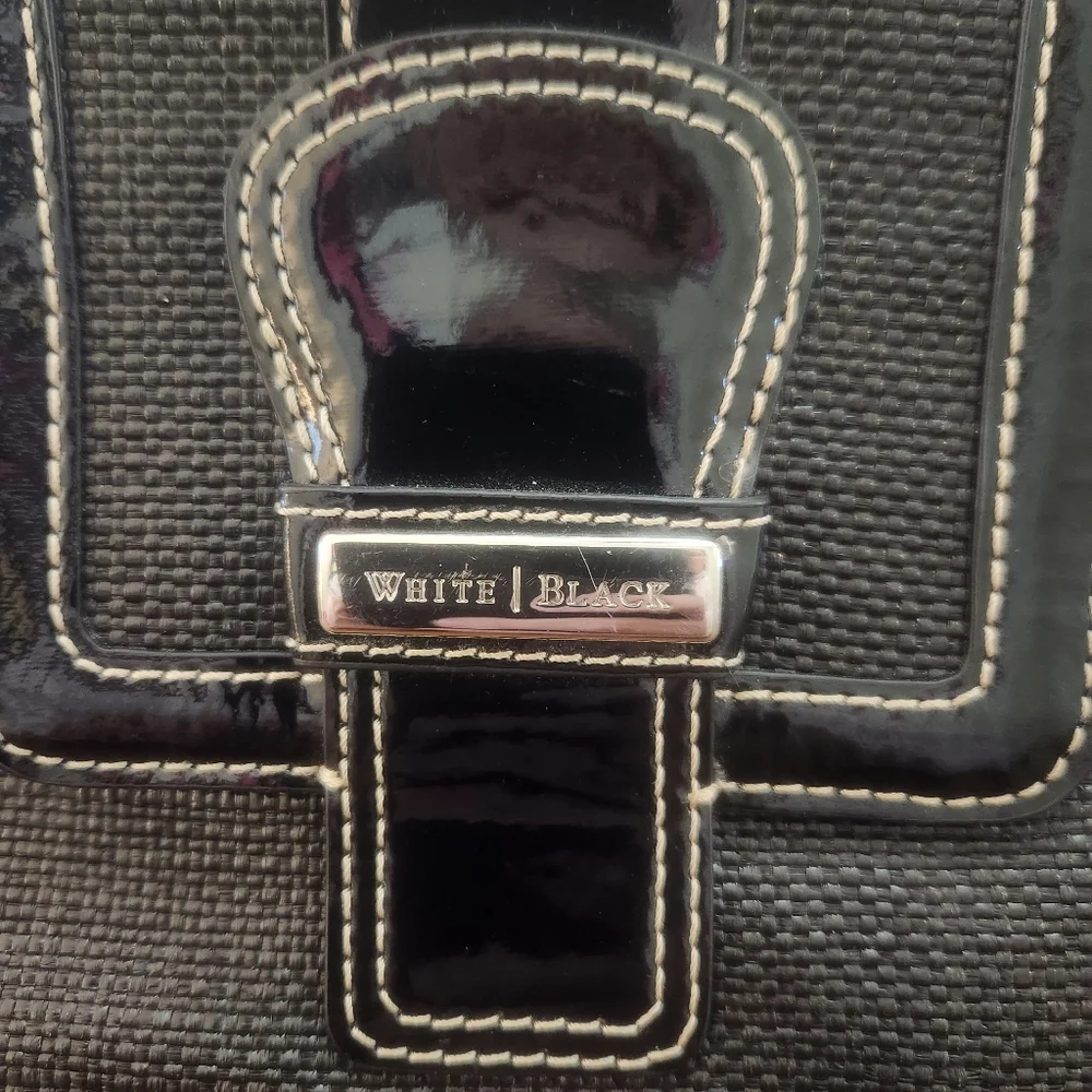 White House Black Market Black Clutch with Patent Trim - Picture 2 of 8